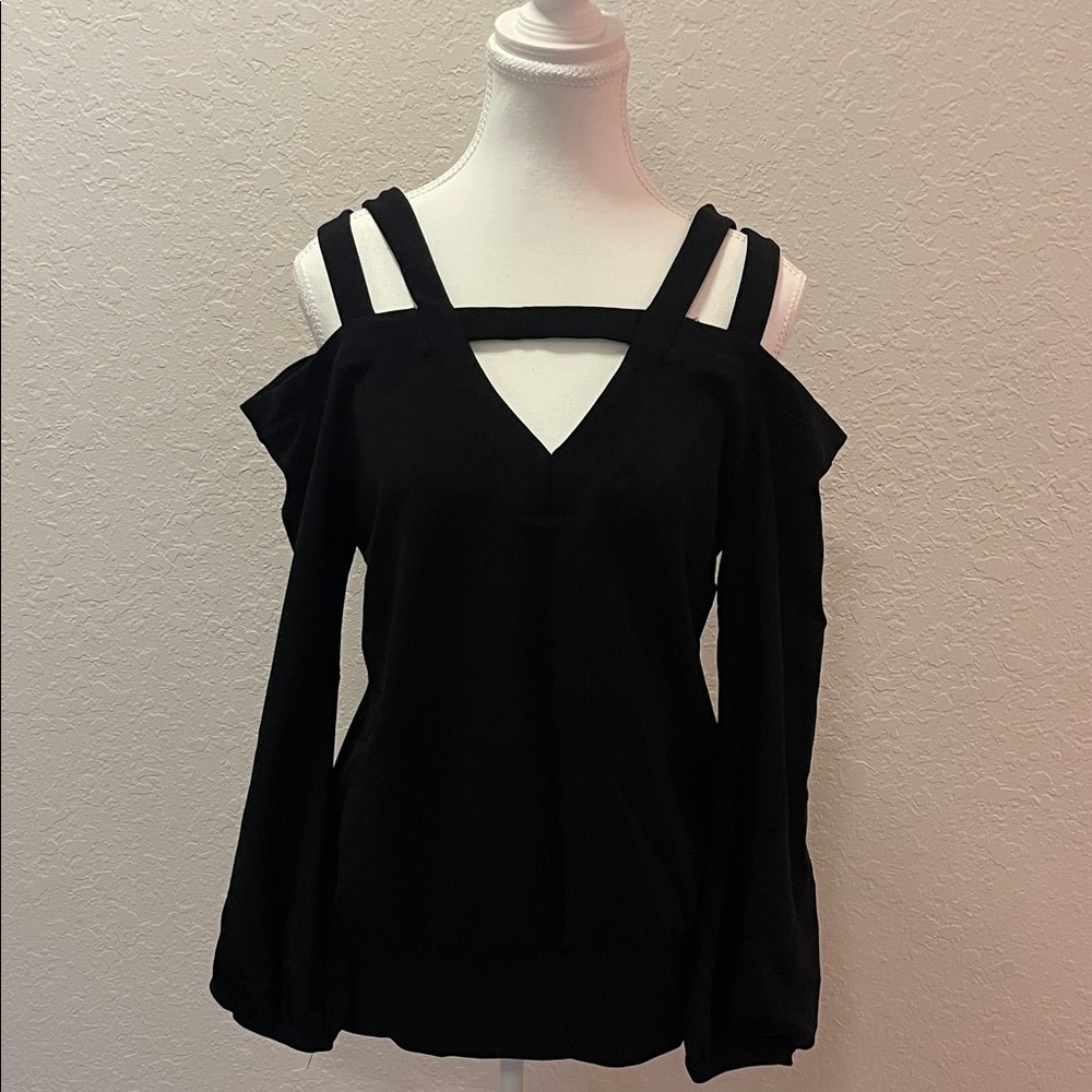Boston Proper Black Cold Shoulder Top